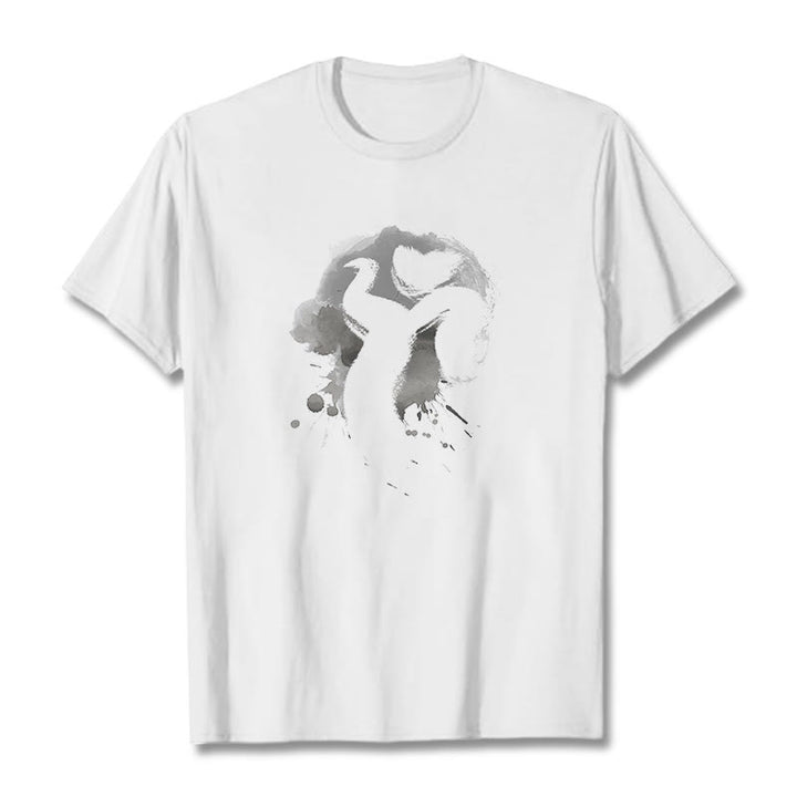 Camiseta de algodón con diseño de cisne y Buddha Stones - Blanco - 2XL - image 6