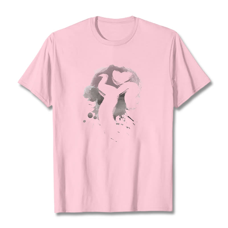 Camiseta de algodón con diseño de cisne y Buddha Stones - Rosa claro - 2XL - image 16