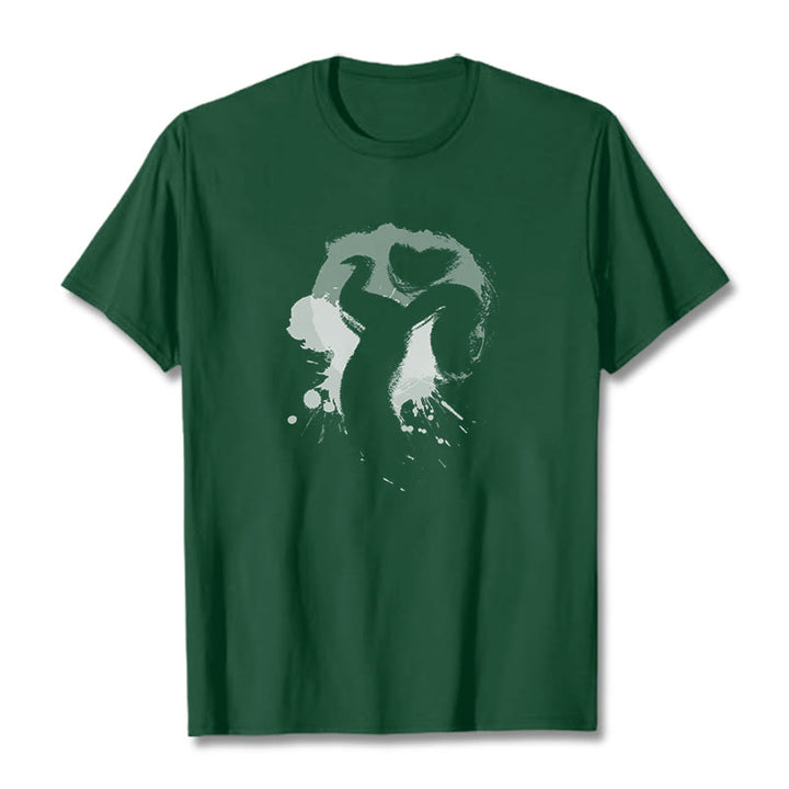 Camiseta de algodón con diseño de cisne y Buddha Stones - Verde bosque - 2XL - image 9
