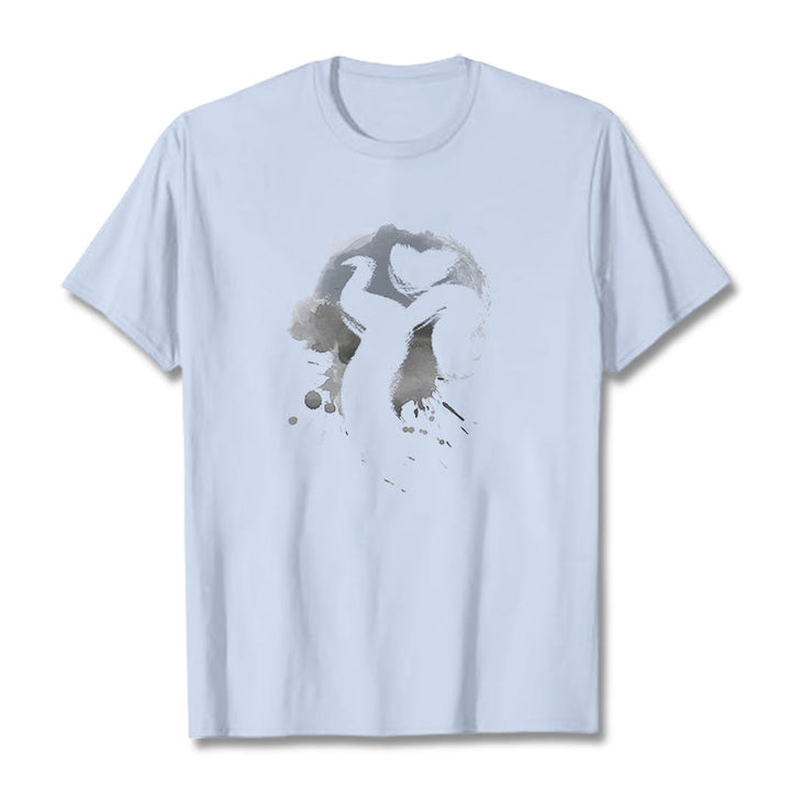 Camiseta de algodón con diseño de cisne y Buddha Stones - Cian claro - 2XL - image 11