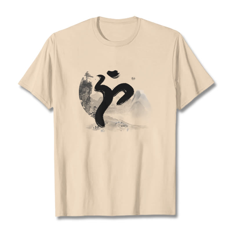 Camiseta de algodón con paisaje OM y Buddha Stones - Sopa de mariscos - 2XL - image 12