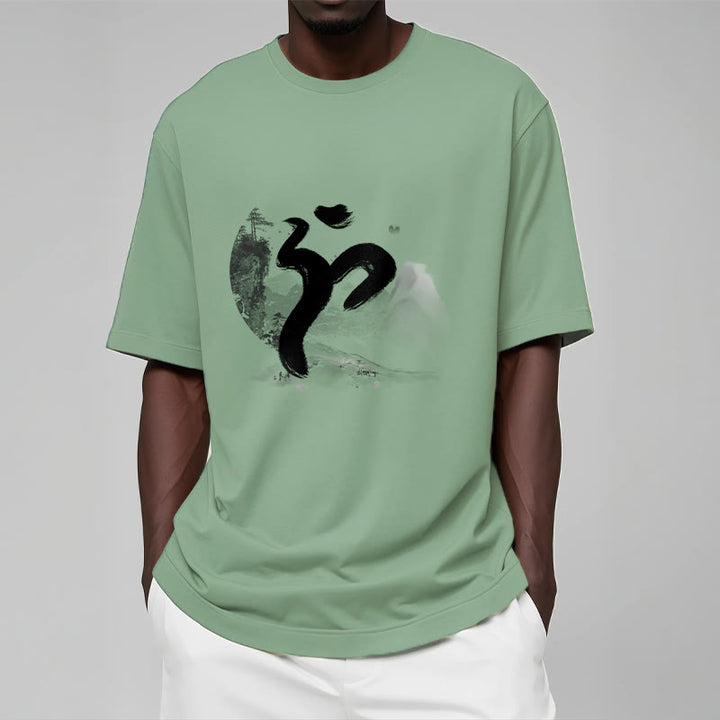Camiseta de algodón con paisaje OM y Buddha Stones - image 19