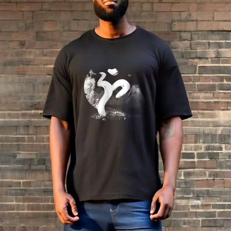 Camiseta de algodón con paisaje OM y Buddha Stones - image 4