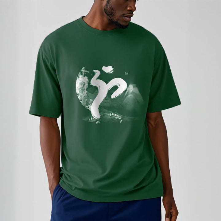 Camiseta de algodón con paisaje OM y Buddha Stones - image 10