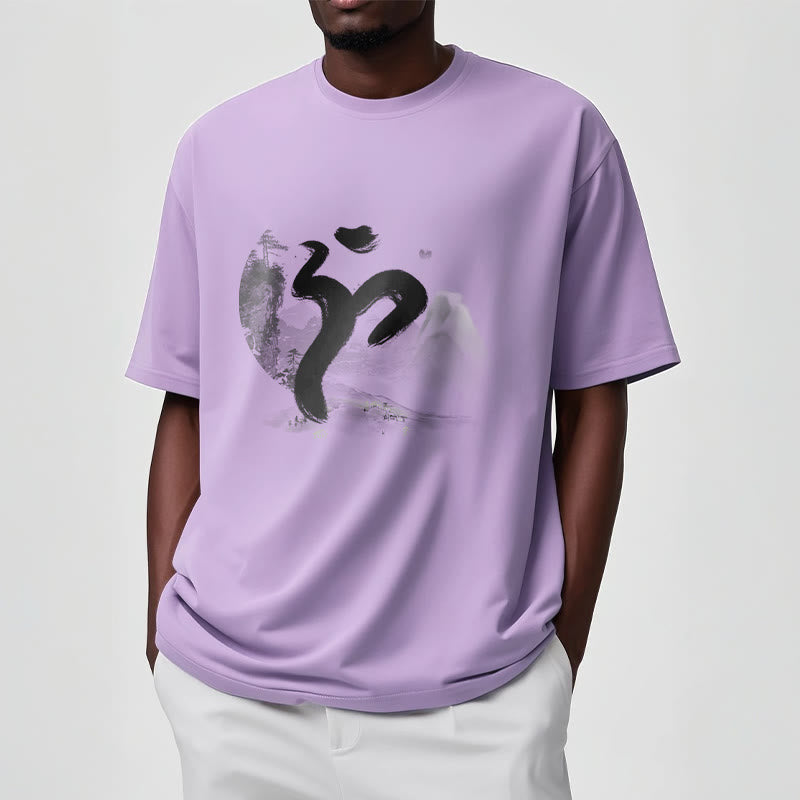 Camiseta de algodón con paisaje OM y Buddha Stones - image 15