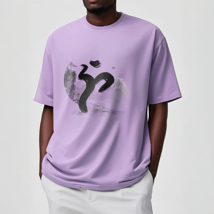 Camiseta de algodón con paisaje OM y Buddha Stones - image 15