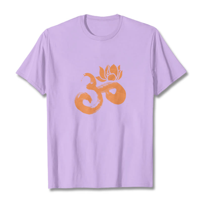 Camiseta de algodón con diseño de flor de loto y Buddha Stones OM - Ciruela - 2XL - image 16