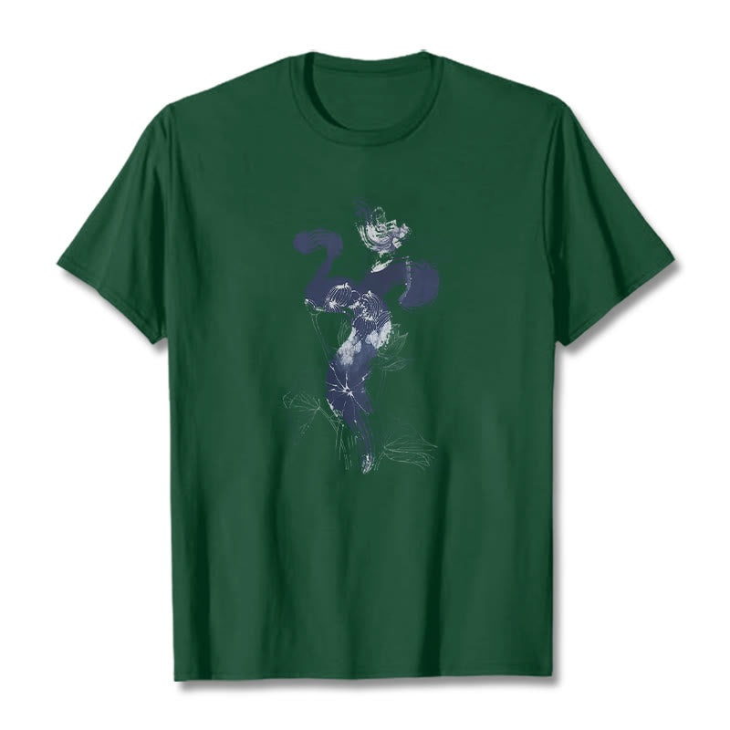 Camiseta de algodón con fondo de flor de loto y Buddha Stones OM - Verde bosque - 2XL - image 9