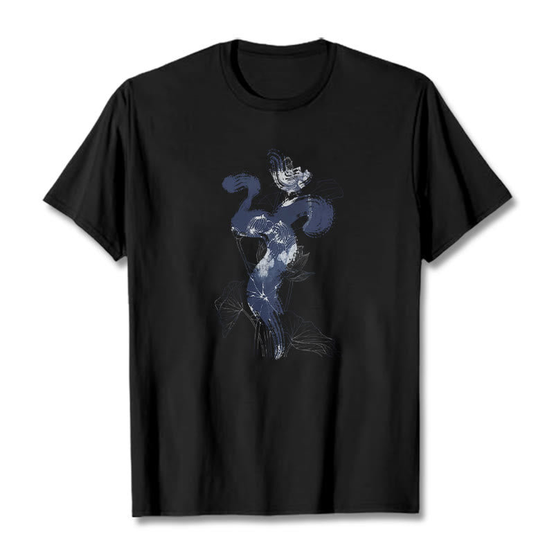 Camiseta de algodón con fondo de flor de loto y Buddha Stones OM - Negro - 2XL - image 5