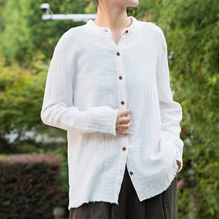 Buddha Stones Ropa de lino y algodón con lavado a la arena de doble capa, literaria y artística - image 15