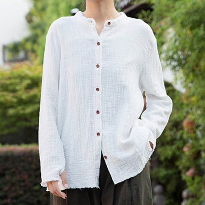 Buddha Stones Ropa de lino y algodón con lavado a la arena de doble capa, literaria y artística - image 21