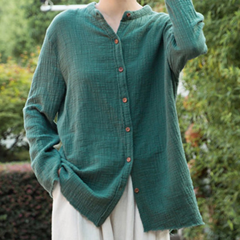 Buddha Stones Ropa de lino y algodón con lavado a la arena de doble capa, literaria y artística - image 26