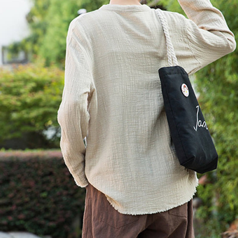 Buddha Stones Ropa de lino y algodón con lavado a la arena de doble capa, literaria y artística - image 10