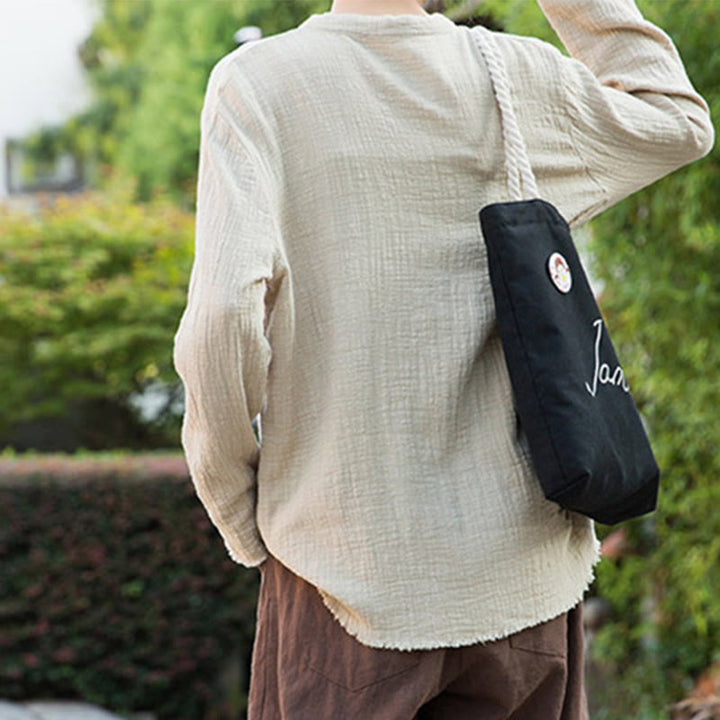 Buddha Stones Ropa de lino y algodón con lavado a la arena de doble capa, literaria y artística - image 10