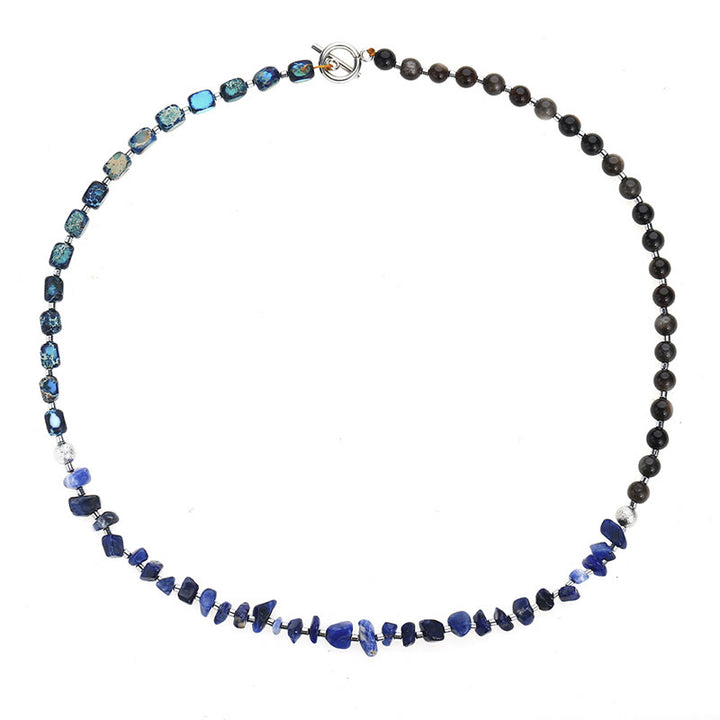 Pulsera de triple vuelta con Buddha Stones, piedra emperador, sodalita, oro y obsidiana brillante