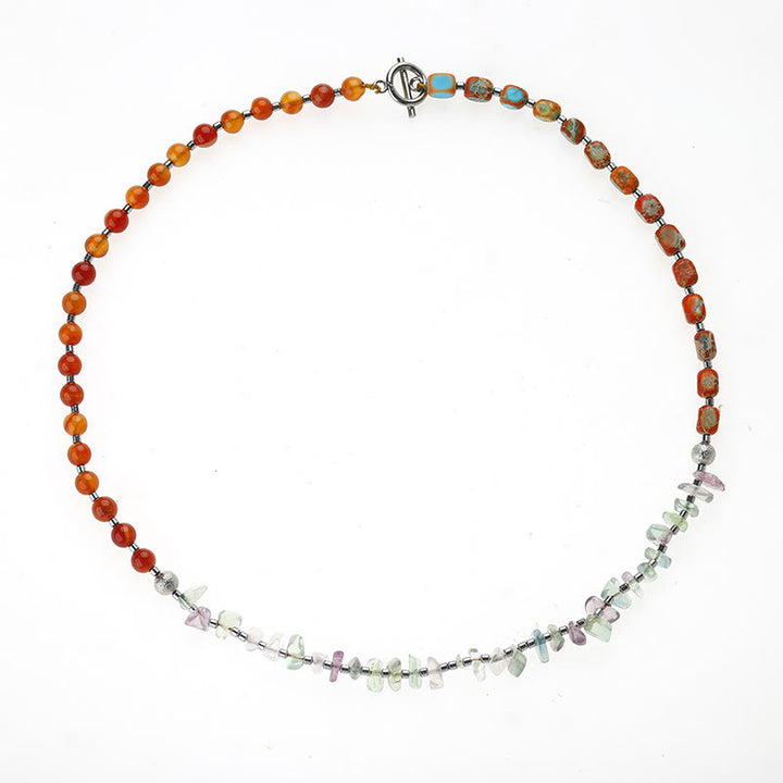 Pulsera triple envolvente con piedra del emperador, fluorita y ágata roja y Buddha Stones