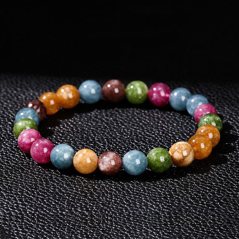 Pulsera positiva de turmalina multicolor con Buddha Stones - Turmalina (circunferencia de la muñeca: 14-16 cm) - 10 mm - image 0