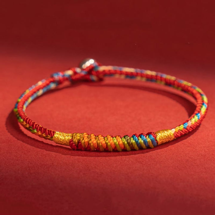 Pulsera de protección con hebilla de plata de ley 925 y aleación de hilo rojo multicolor con Buddha Stones