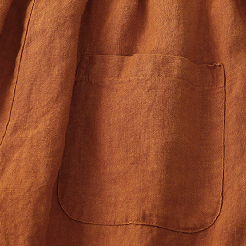 Pantalones harén de lino con cintura elástica y cordón ajustable para mujer de Buddha Stones con bolsillos - image 28