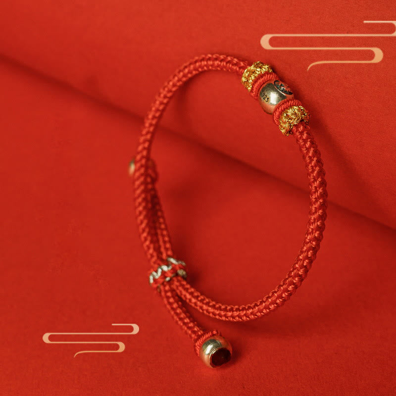 Pulsera protectora con caracteres chinos y hilo rojo de Buddha Stones