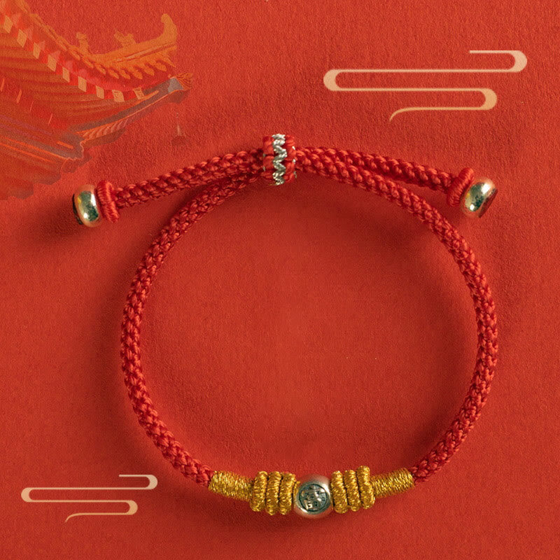 Pulsera protectora con caracteres chinos y hilo rojo de Buddha Stones