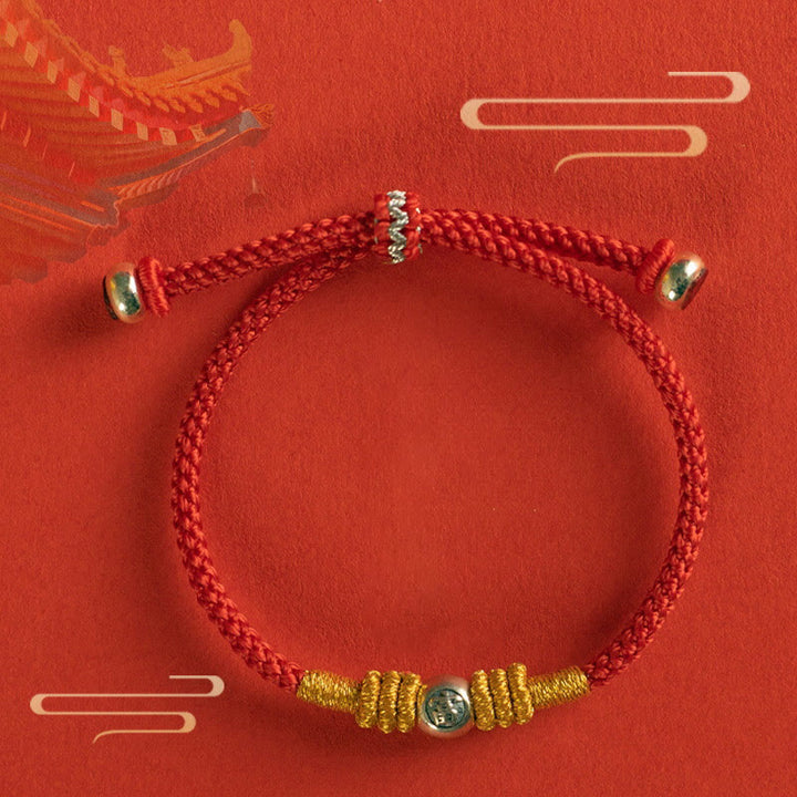 Pulsera protectora con caracteres chinos y hilo rojo de Buddha Stones