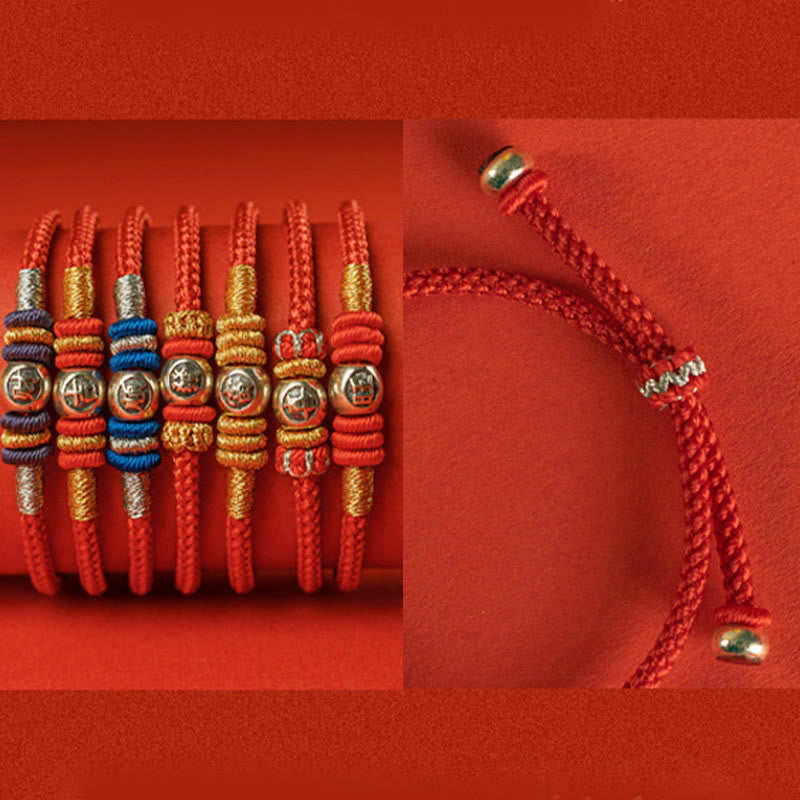 Pulsera protectora con caracteres chinos y hilo rojo de Buddha Stones