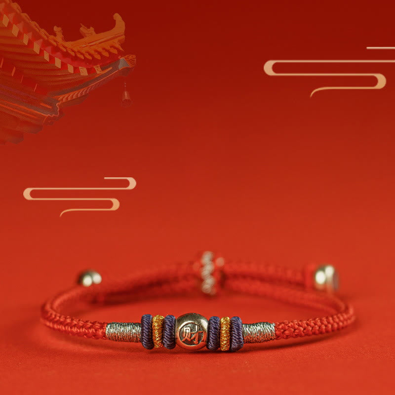 Pulsera protectora con caracteres chinos y hilo rojo de Buddha Stones