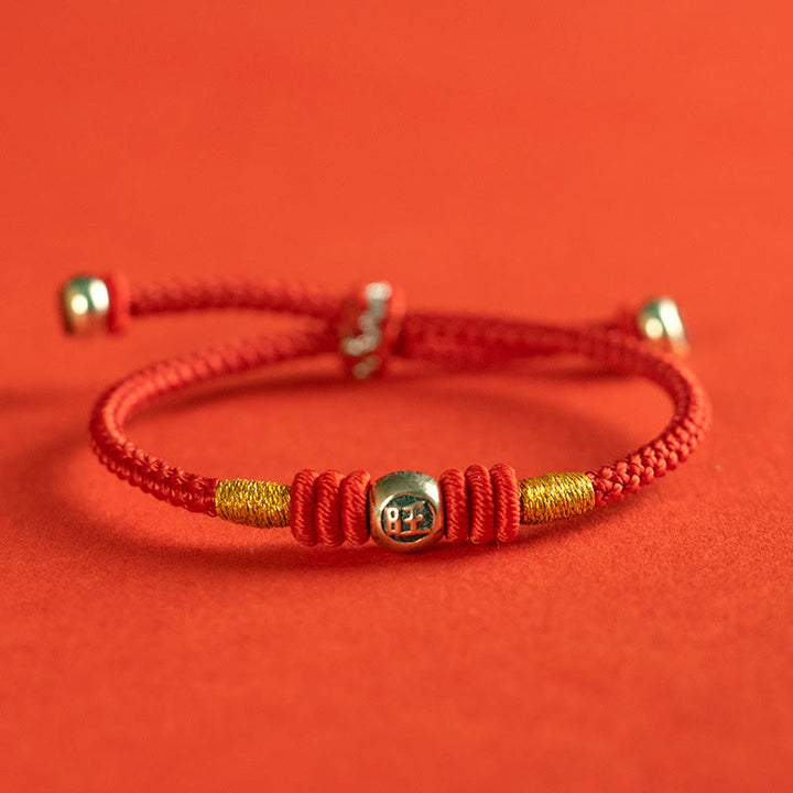 Pulsera protectora con caracteres chinos y hilo rojo de Buddha Stones - Plata de ley 925-Wang - 18-19 cm - image 8