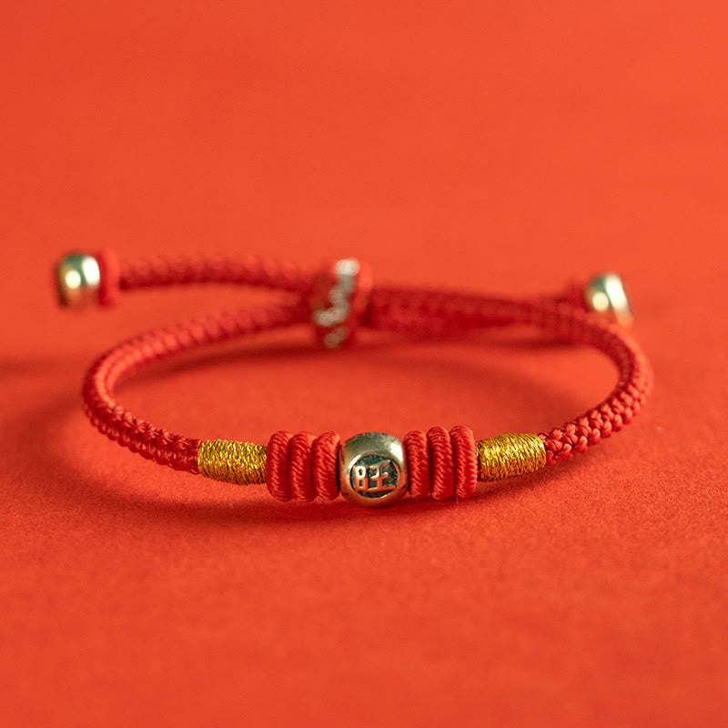 Pulsera protectora con caracteres chinos y hilo rojo de Buddha Stones