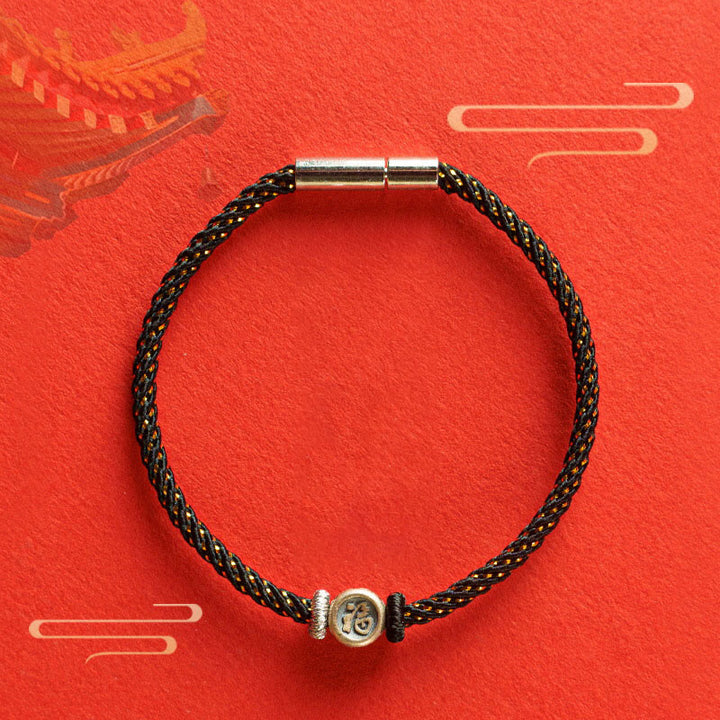 Pulsera de plata de ley 925 con hilo trenzado y Buddha Stones