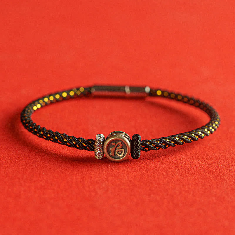 Pulsera de plata de ley 925 con hilo trenzado y Buddha Stones