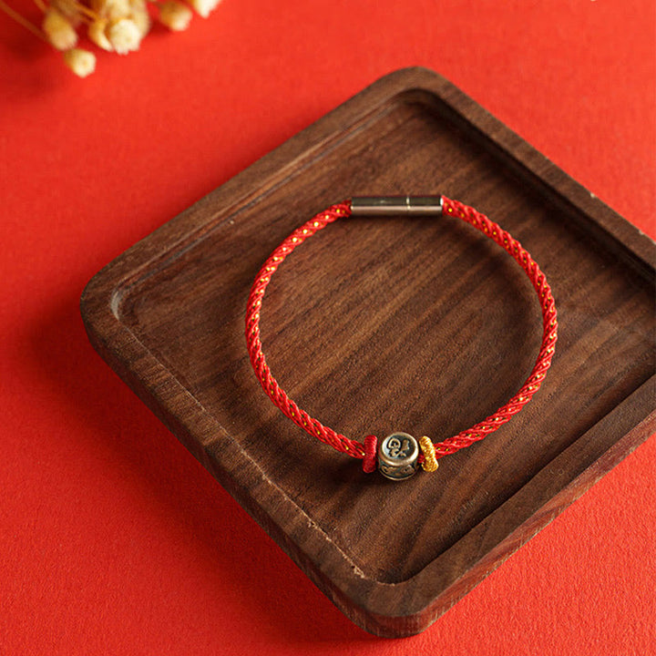 Pulsera de plata de ley 925 con hilo trenzado y Buddha Stones