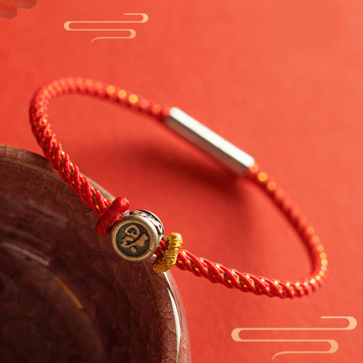 Pulsera de plata de ley 925 con hilo trenzado y Buddha Stones