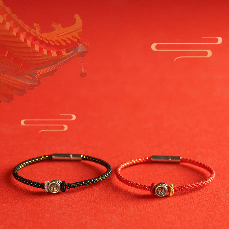 Pulsera de plata de ley 925 con hilo trenzado y Buddha Stones