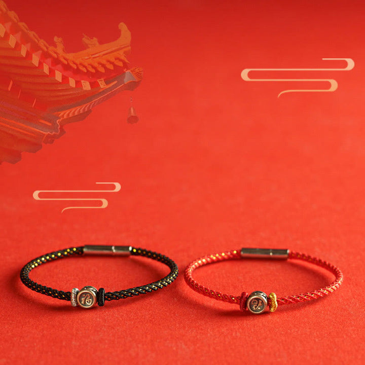 Pulsera de plata de ley 925 con hilo trenzado y Buddha Stones