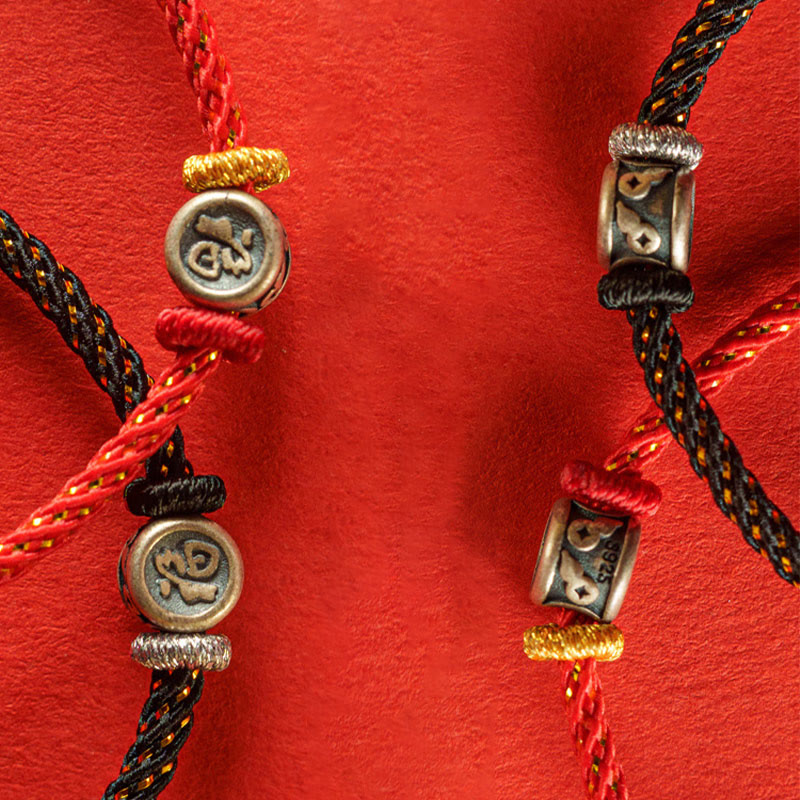 Pulsera de plata de ley 925 con hilo trenzado y Buddha Stones