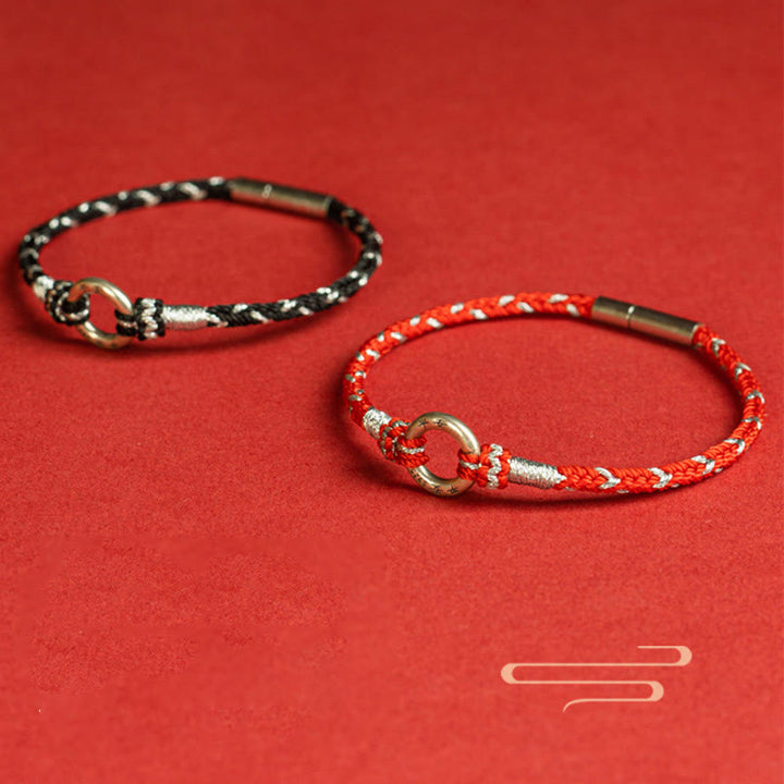 Pulsera de plata de ley 925 con hilo rojo y Buddha Stones para la suerte