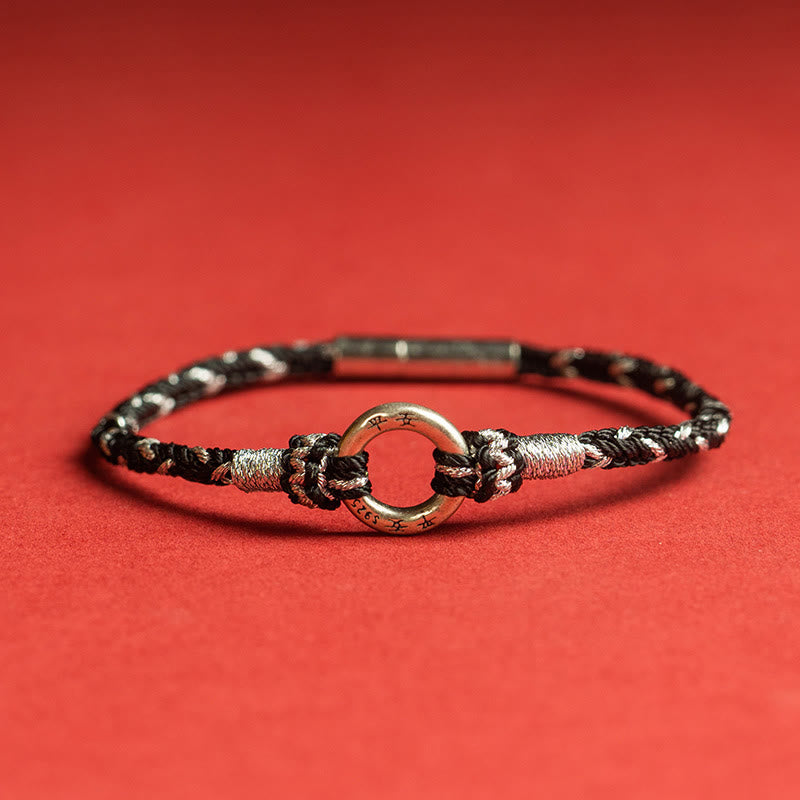 Pulsera de plata de ley 925 con hilo rojo y Buddha Stones para la suerte - Negro - 19 centímetros - image 2