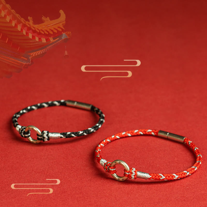 Pulsera de plata de ley 925 con hilo rojo y Buddha Stones para la suerte
