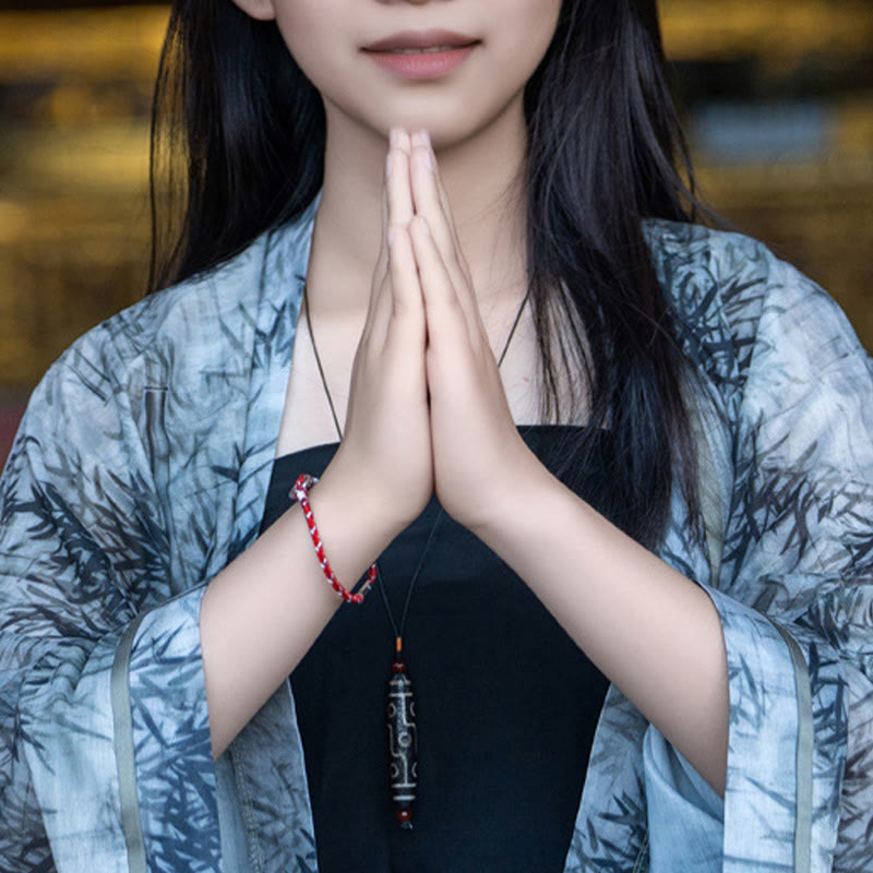 Pulsera de plata de ley 925 con hilo rojo y Buddha Stones para la suerte - image 11