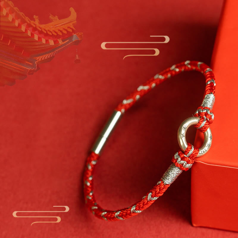 Pulsera de plata de ley 925 con hilo rojo y Buddha Stones para la suerte - image 0