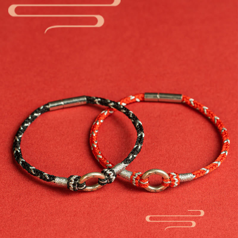 Pulsera de plata de ley 925 con hilo rojo y Buddha Stones para la suerte