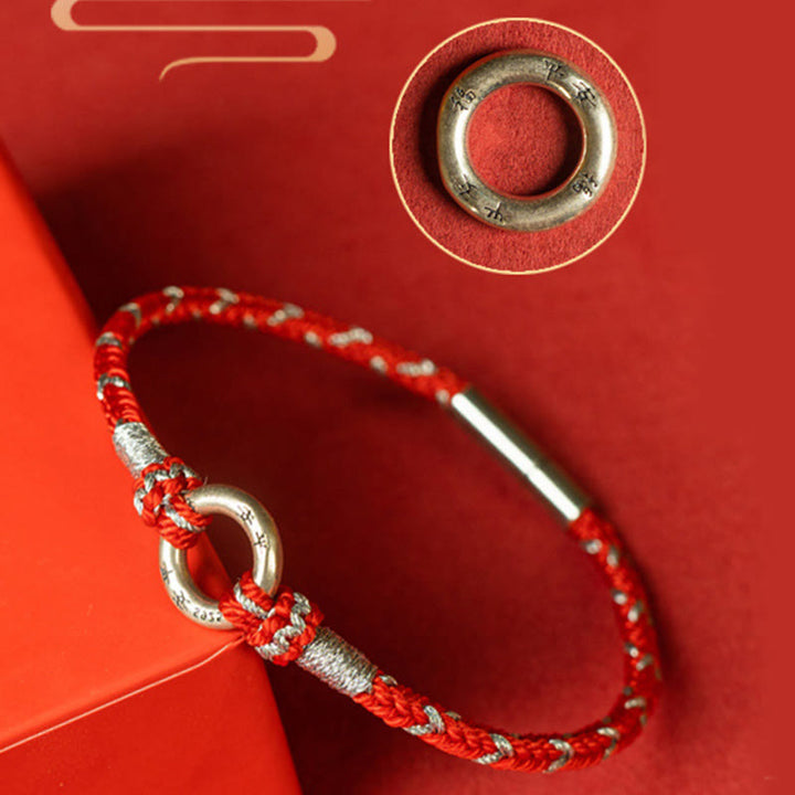 Pulsera de plata de ley 925 con hilo rojo y Buddha Stones para la suerte