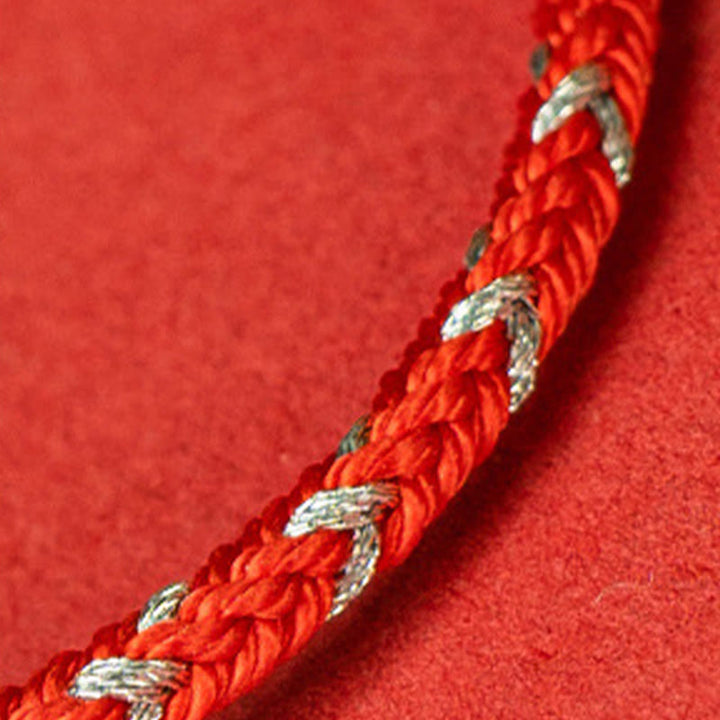 Pulsera de plata de ley 925 con hilo rojo y Buddha Stones para la suerte