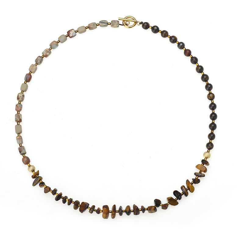 Pulsera de triple vuelta con piedra del emperador, ojo de tigre y bronzita de Buddha Stones