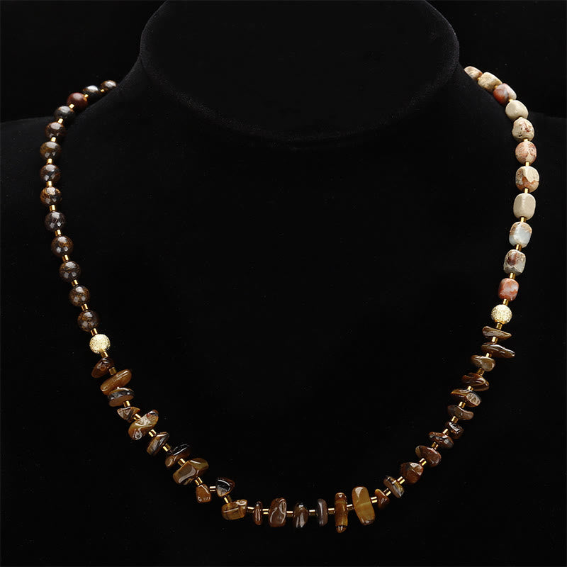 Pulsera de triple vuelta con piedra del emperador, ojo de tigre y bronzita de Buddha Stones