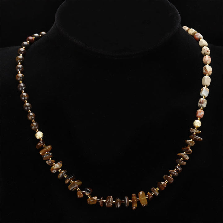 Pulsera de triple vuelta con piedra del emperador, ojo de tigre y bronzita de Buddha Stones