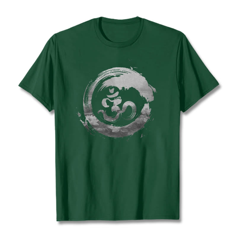 Camiseta de algodón con diseño de loto y Buddha Stones - Verde bosque - 2XL - image 8