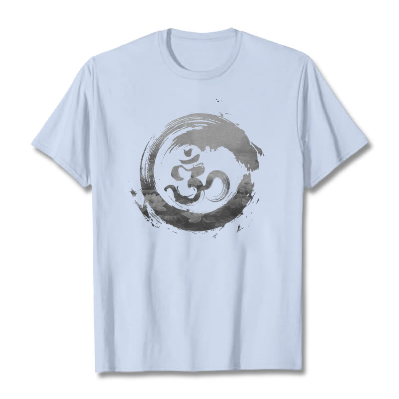 Camiseta de algodón con diseño de loto y Buddha Stones - Cian claro - 2XL - image 11